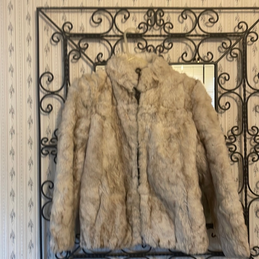 Adorable Rabbit fur to your hip length jacket.. very cute for a teen ..